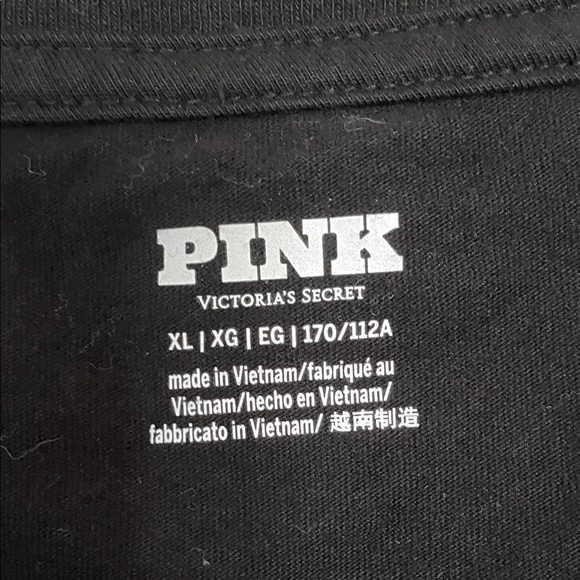 PINK Victoria's Secret Black Tee with Bold Logo SZ XL - Picture 3 of 4